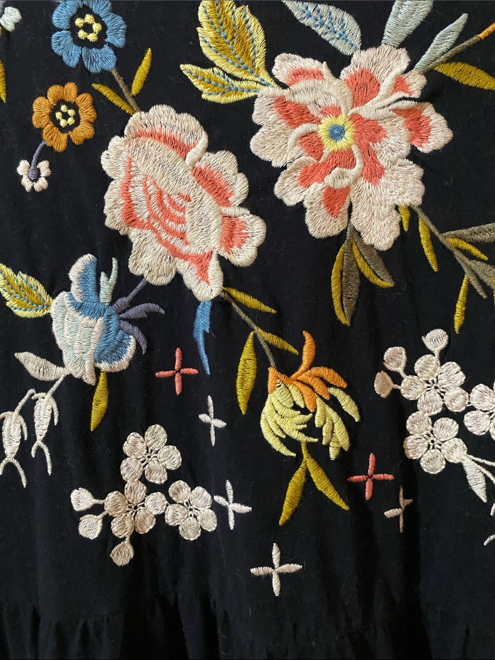 Johnny Was Black Maxi Dress with Multicolor Floral Embroidery - Picture 3 of 8